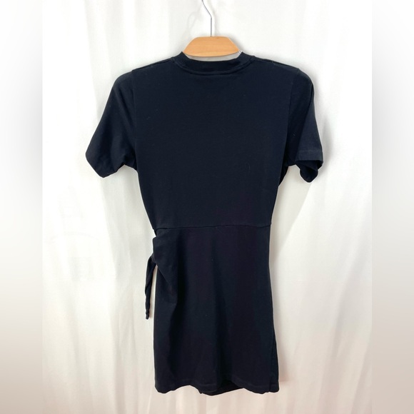 Vince Jet Black Side Tie Cotton T-Shirt Dress Size S Made - Picture 4 of 7